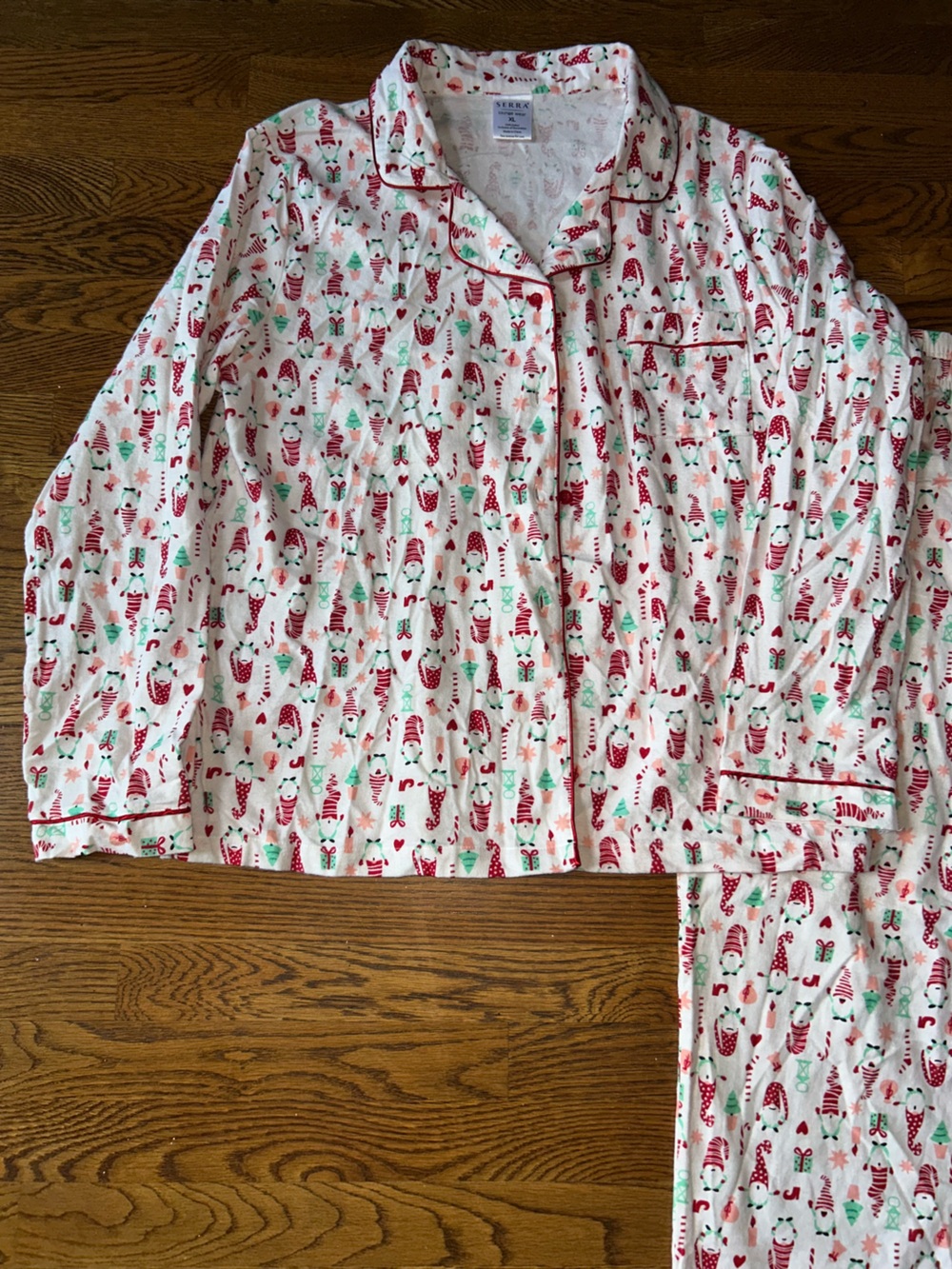 Serra Christmas Pajama Set Medium or XL Holiday Button Front Lounge Sleepwear - Picture 4 of 9